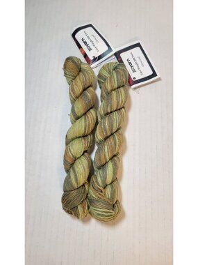 2 Skeins Darn Good Yarn Recycled Silk Hand Dyed Lace Weight Yarn In Olive Leaf